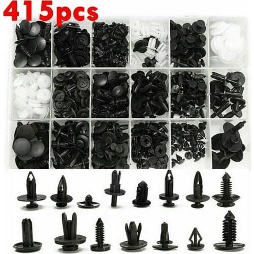 415pcs Plastic Car Door Trim Clip Bumper Rivets Screws Panel Push Fastener Set Box Bumper Door Trim Panel Retainer Fastener Kit