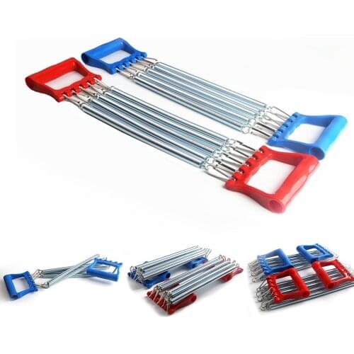 5 Springs Chest Expander Hand Gripper Plastic Handle adjustable strength Spring Tensioner Fitness Multi Function Pull Expander