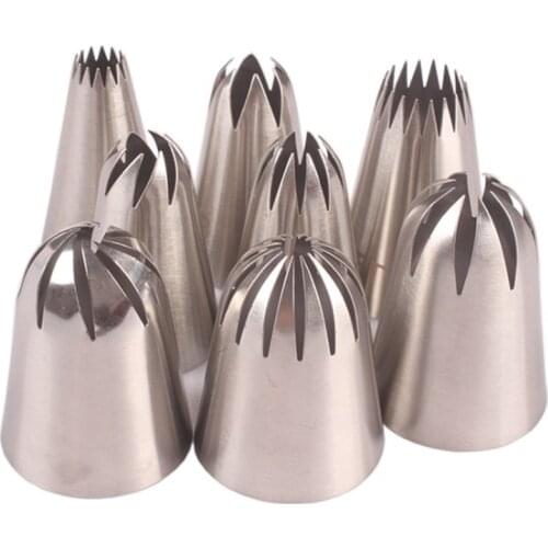 8PCS/set Large Russian Icing Piping Cake Nozzles Flower Pastry Cream Decorating Tips Stainless Steel Cupcake Decorators Nozzles