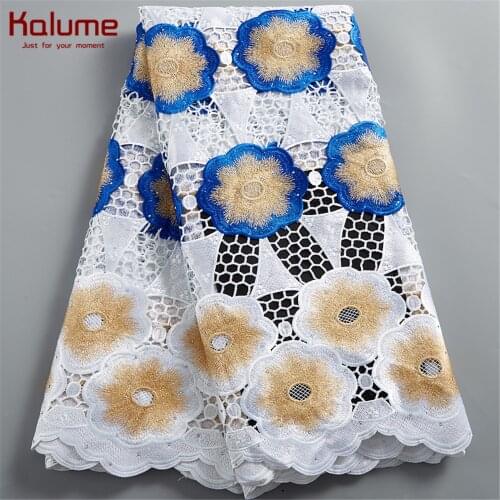 Kalume African Cord Lace Fabric Swiss 5 Yard African Guipure Cord Lace Fabric With Stones DIY Crafts Supply Diy Dress F2478
