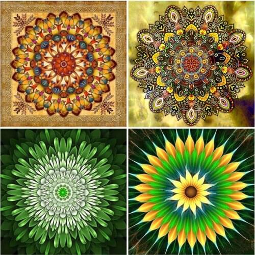 5D Full Square Round Drill Diamond Painting Mandala Diamond Embroidery Flowers Picture Rhinestones Art Gift Home Decoration