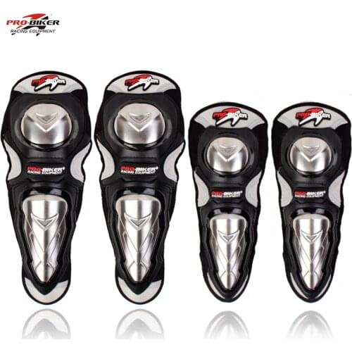 Free shipping 1Set/4Pcs Motorcycle Night reflection Off-road Racing Knee Pads Stainless Steel Armor Protective Guard