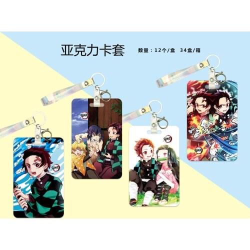Anime Demon Slayer Kimetsu No Yaiba acrylic keychain keyring pendant toy Id card set sleeves toy gift one side cover