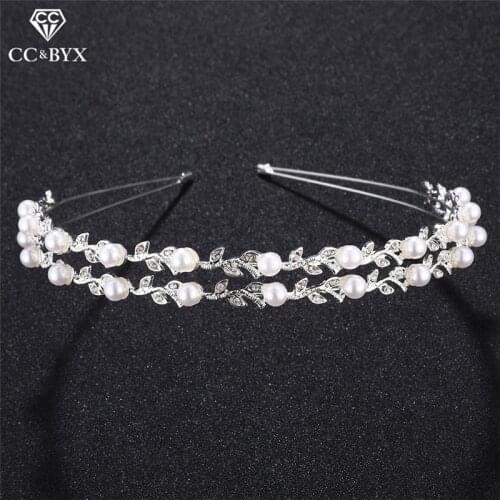CC Wedding Jewelry Hairbands Crown Tiara Pearl Engagement Hair Accessories For Bridal Crystal Elegant Shine Rhinestone hx248