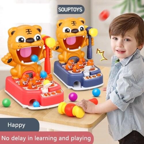 Kids Catch Tiger Light Music Whac-A-Mole Toys Multifunctional Play Hit Hammering Game Educational Interactive Table Game Toys