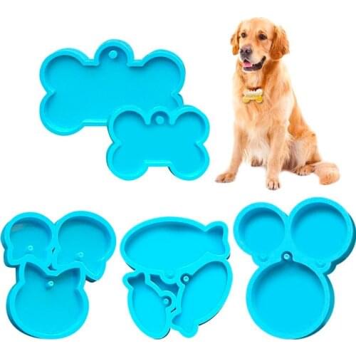 Pet Tags Silicone Mold Bone Keychain Paw Charm Mold Resin Pendant Making Resin Tag Molds DIY Crafts Making Homemade Crafts