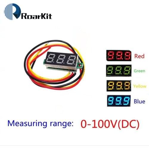 Red Green Blue Yellow color Three line precision DC digital voltmeter head LED digital voltmeter DC4.5V-30V 0.28 Inch Mini Digit