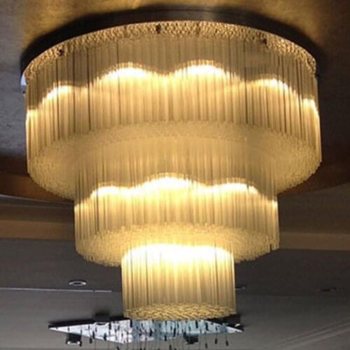 L Villa round engineering crystal chandelier modern minimalist hotel lobby light sales department ceiling lamp large lamp led