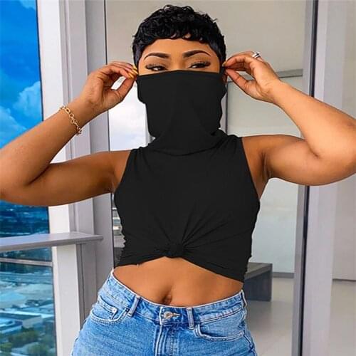 Summer Women Casual Vest Yoga Top With Mask Solid Color Camisole Crop Top Sleeveless Tank Tops Fitness Summer Sport Shirts /2