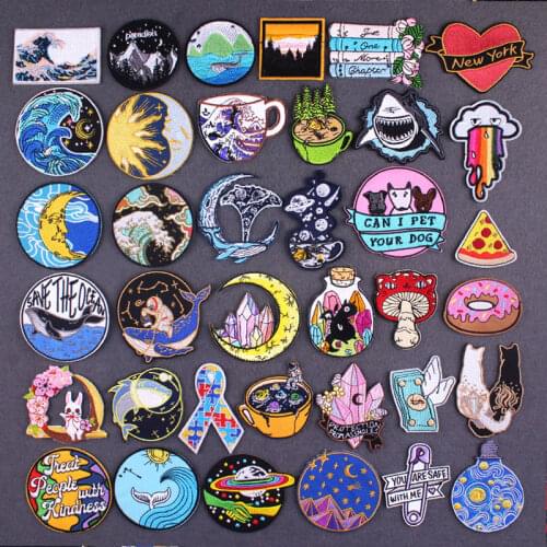 Mountain/Wilderness Patch DIY Embroideried Patches For Clothing Sticker Iron On Patches On Clothes Whale Embroidery Patch Badge