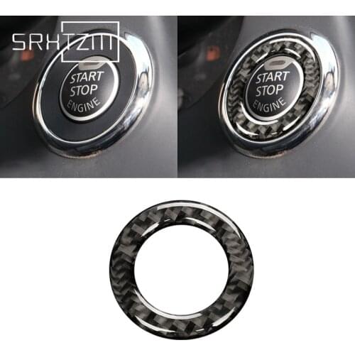Carbon Fiber Interior Ignition Push Button Ring Cover Engine Start Stop Trim Decor Fit for Infiniti Q50 2014-2017 2018