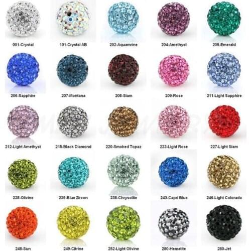 Cheap 1000pcs/lot 10mm Mixed Color 25 color Micro Pave CZ Disco Ball Bead, crystal Bracelet bead