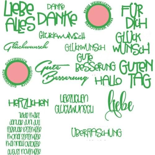 German Words Series Metal Cutting Dies For Scrapbooking Craft Embossing Stencil Die Cut Card Decoration Photo Album