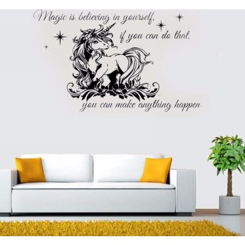 Newest DIY Removable Unicorn With Quote Bedroom PVC Wall Art Sticker Mural Decal DIY Black