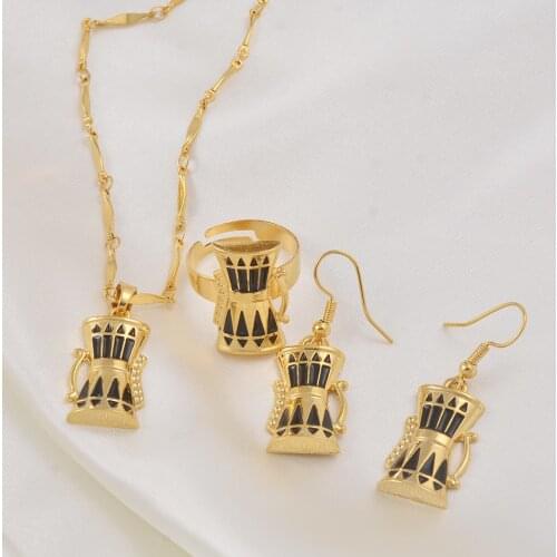 Anniyo Drum Jewelry sets Papua New Guinea Necklace Earrings Ring Sets for Women PNG New Style Traditional Festiva Gifts #016216
