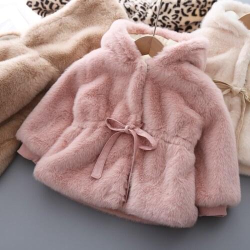Thick Baby Toddler Girls Jacket Kids Clothes Cute Fleece Fur 2021 Winter Autumn Warm Outerwear Infant Hooded Kids Coat