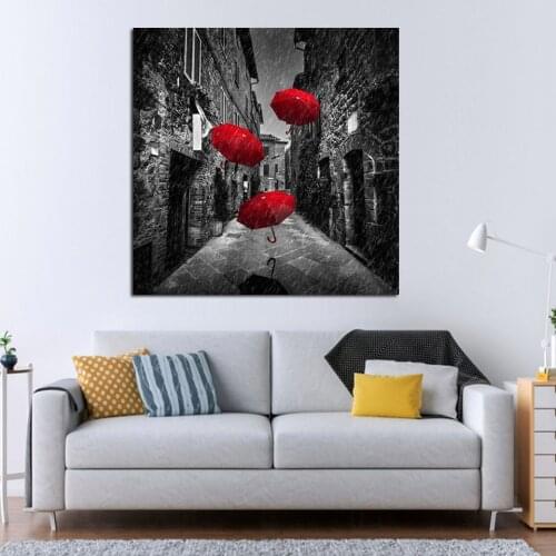 Full Square Round Diamond Painting 5D paris red umbrella diy Diamonds Embroidery european city landscape Decorations Home