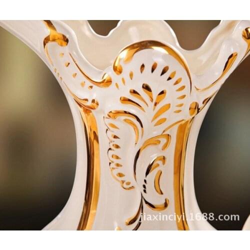 Hot pot of gold gilt European ceramic vase-shaped table decoration crafts furnishings luxury villa club