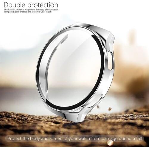 Clear PC Watch Case For Huawei Watch GT 2e Protective Shell All-inclusive Plating Cover with Tempered Film Screen Protector