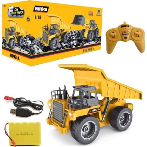 HUINA 1:18 RC Truck Dumper Cater pillar Alloy Tractor Model Engineering Cars Excavator 2.4GHz Radio Controlled Car Toys For Boys