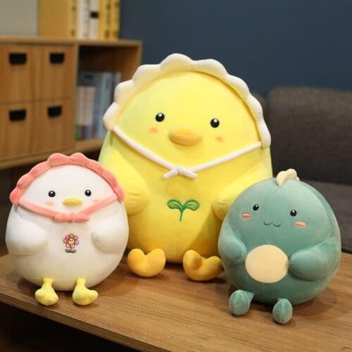 Cute Animal Chick and Dinosaur Doll Pillow Plush Toys Wholesale Children Doll Prize Claw Doll Wedding Throws