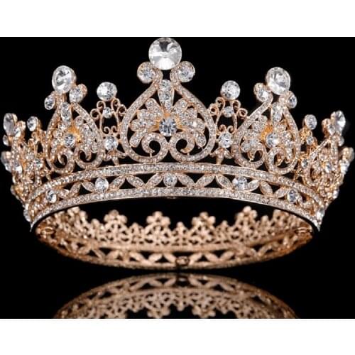 Luxury Large Full Circle Rhinestones Queen Princess Tiara and Crown Bride Coronal Headpiece Wedding Hair Jewelry Accessories SL