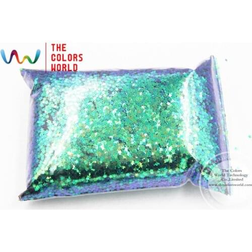 TCR402 Chameleon Glitter Green With Purple and Gold luster color 2.0MM Size Star Shape glitter for nail Art or DIY decoration