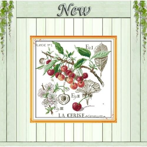 Cherry fruits home decor painting counted print on canvas DMC 14CT 11CT Chinese cross-stitching Needlework Sets Embroidery kits