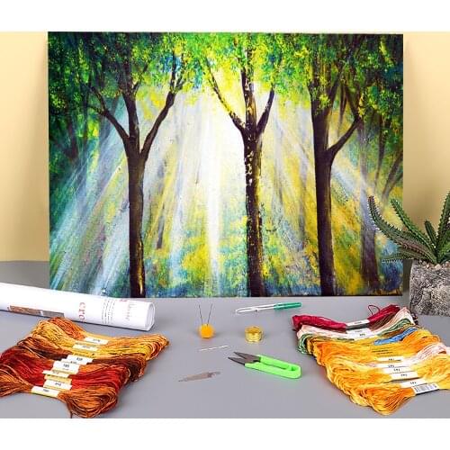 Natural Scenery Wish Printed 11CT Cross Stitch Embroidery Complete Kit DMC Threads Needlework Knitting Painting Promotions