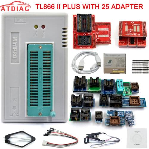 XGECU 100% Original Minipro TL866ii Plus + 28 Adapters EEPROM Universal Bios USB programmer