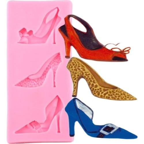 Ladies High Heels Shoes Silicone Molds DIY Party Cupcake Topper Fondant Cake Decorating Tools Clay Candy Chocolate Gumpaste Mold