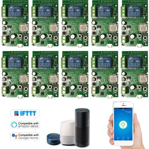 10Pcs eWeLink DC5V 12V 24V 32V Wifi Switch Wireless Relay Module Smart Home Automation Module Timer Switch For Alexa Google Home