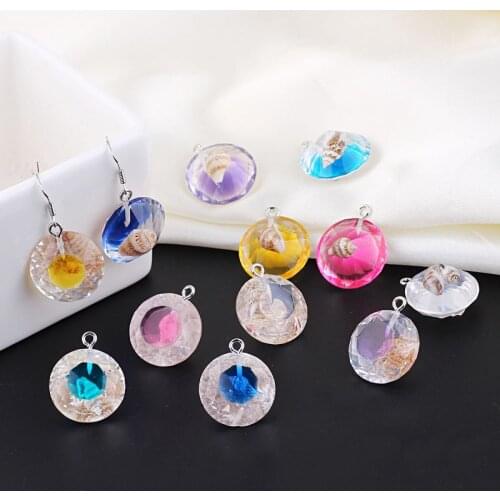 10pcs Crystal Shell Resin Pendant Charms Shiny Conch Shell Charms Fashion Jewelry Earrings DIY Making Floating Craft YZ484