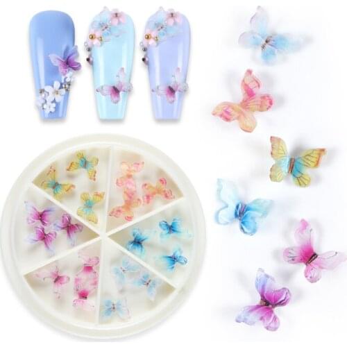 18 Pcs Mixed 3D Resin Butterfly Nail Art Decorations Accessories Colorful DIY Fashion Polish Manicure Charms JORNAILDAN