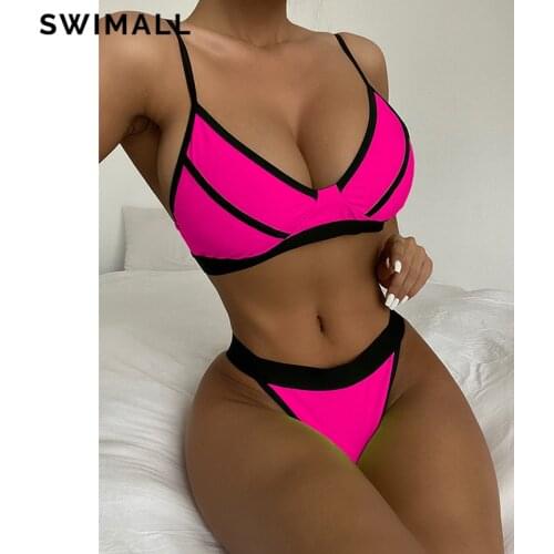2021 Sexy Splicing Bikini Female Swimsuit Women Swimwear Two-piece Bikini Set Push Up Bathing Suit Bather Beach Wear Biquini