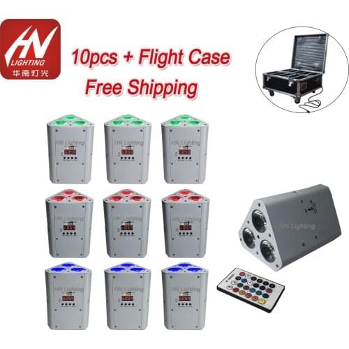 10pcs led battery operated wireless par light RGBWAUV 6 in1 stage DJ lighting stage equipment mini wedge uplightings