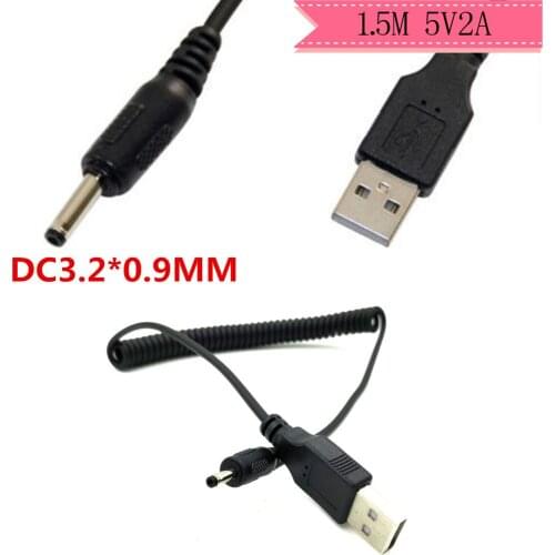 5ft USB 2.0 Barrel 3.2*0.9mm DC Power MM Coaxial Barrel Plug Coiled Cable Cord