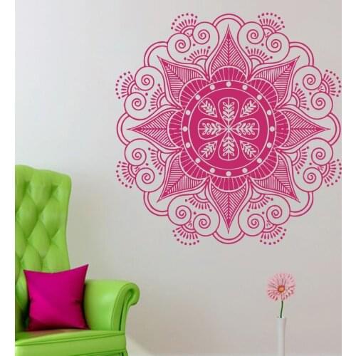 56X56cm Wall Decals Mandala Yoga Ornament Indian Decal Vinyl Sticker Home Decor adesivo de parede Mural D076