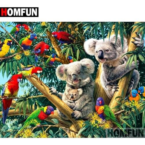 HOMFUN Full Square/Round Drill 5D DIY Diamond Painting "Animal parrot koala" Embroidery Cross Stitch 3D Home Decor Gift A16916