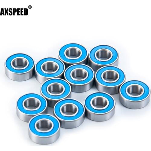 AXSPEED 12Pcs Ball Bearings Rubber Sealed Bearing Kit Chrome Steel for Tamiya Frog Super Blackfoot Stadium Blitzer RC Car Parts