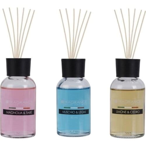 Bamboo Striped Room Fragrance 3 Pcs Set Italian Design 30ml 3,5x3,5x8cm Fragrant Pink Single size 3'lü