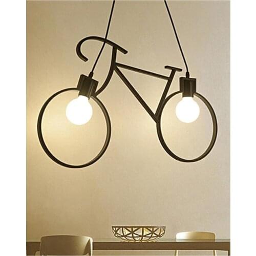 Bicycle Pendant Lamp Chandelier Metal Wrought Iron Retro Rustic