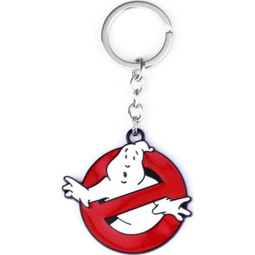 Ghostbuster logo Keychain Hot Movie Key Rings Cute White and Red Alloy For boy gril Gift cool pendant Car Keychain Jewelry