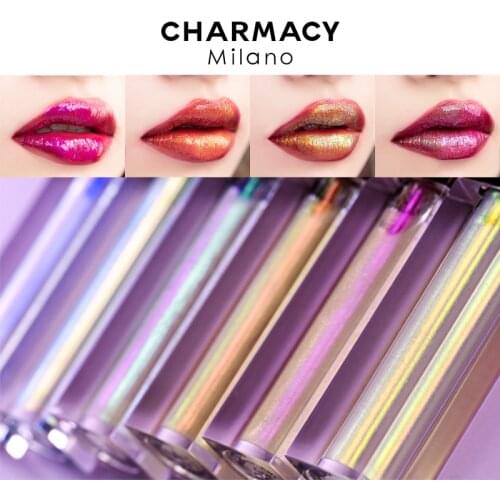 CHARMACY Chameleon Lipgloss Glitter Lip Plump Shiny Shimmer Lip Sparkle Duochrome Lip Tint Moisturizing Gloss Lipstick Makeup