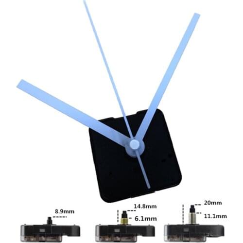 3 years warranty Simple DIY Blue Hands Quartz Wall Clock Movement 6 size shaft Mechanism Replacement Parts Kit with hook
