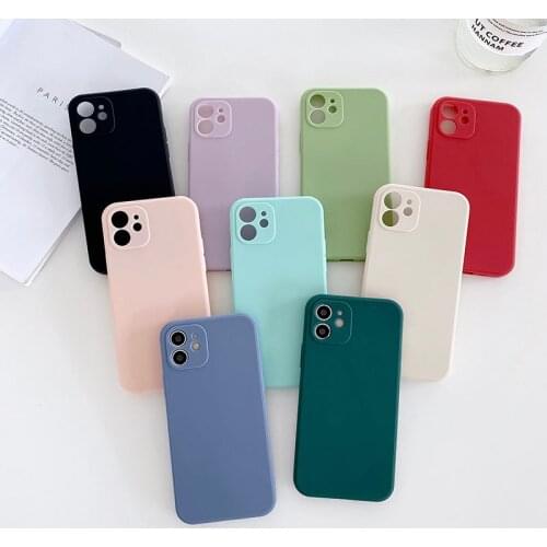 Square Frame Solid Color Phone Case for iphone 12 11 pro max 8PLUS X XS XR XSMAX 7plus 6plus Soft Silicone Full Protection