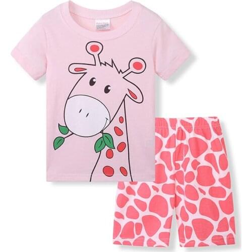 Boys Girls Pajamas New Summer Short Sleeve Nightwear Childrens Clothing Sleepwear Tops Cotton Pyjamas Sets For Kids 2-7 Years