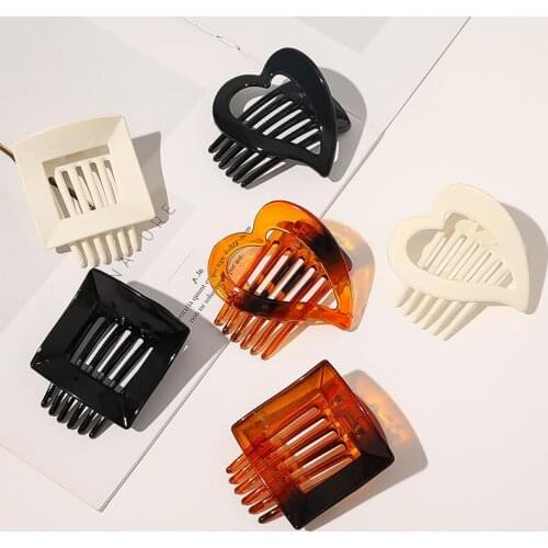 Elegant Hair Clip Amber Color Insert Comb Hair Claws Women Geometric Acrylic Hairpins Beige Brown Styling Tools Hair Accessories