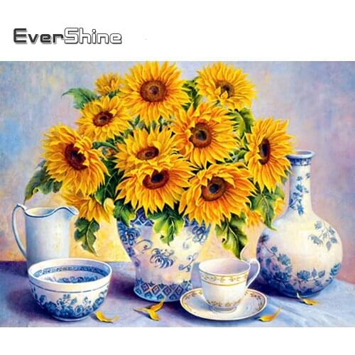 Evershine Diamond Painting Sunflowers Full Square Drill 5D DIY Cross Stitch Kit Embroidery Painting Rhinestones Home Decoration