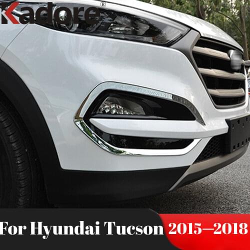 Front Fog Light Cover Trim For Hyundai Tucson 2016 2017 2018 Chrome Car Head Foglight Lamp Frame Trims Sticker Accessories